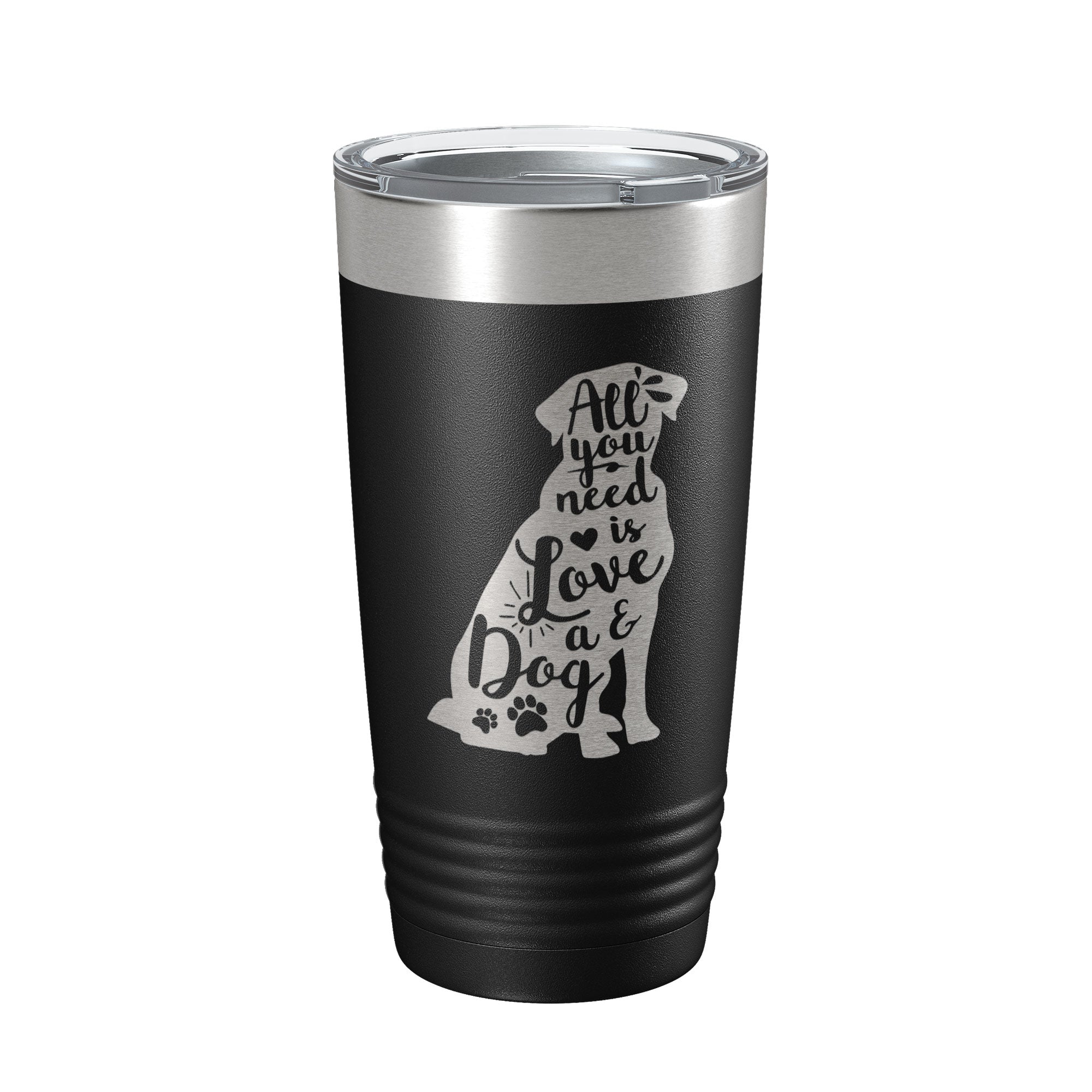 Love and a Dog Tumbler Dog Lover Travel Mug All You Need is Love Insulated Laser Engraved Coffee Cup Pet Owner Gift 20 oz