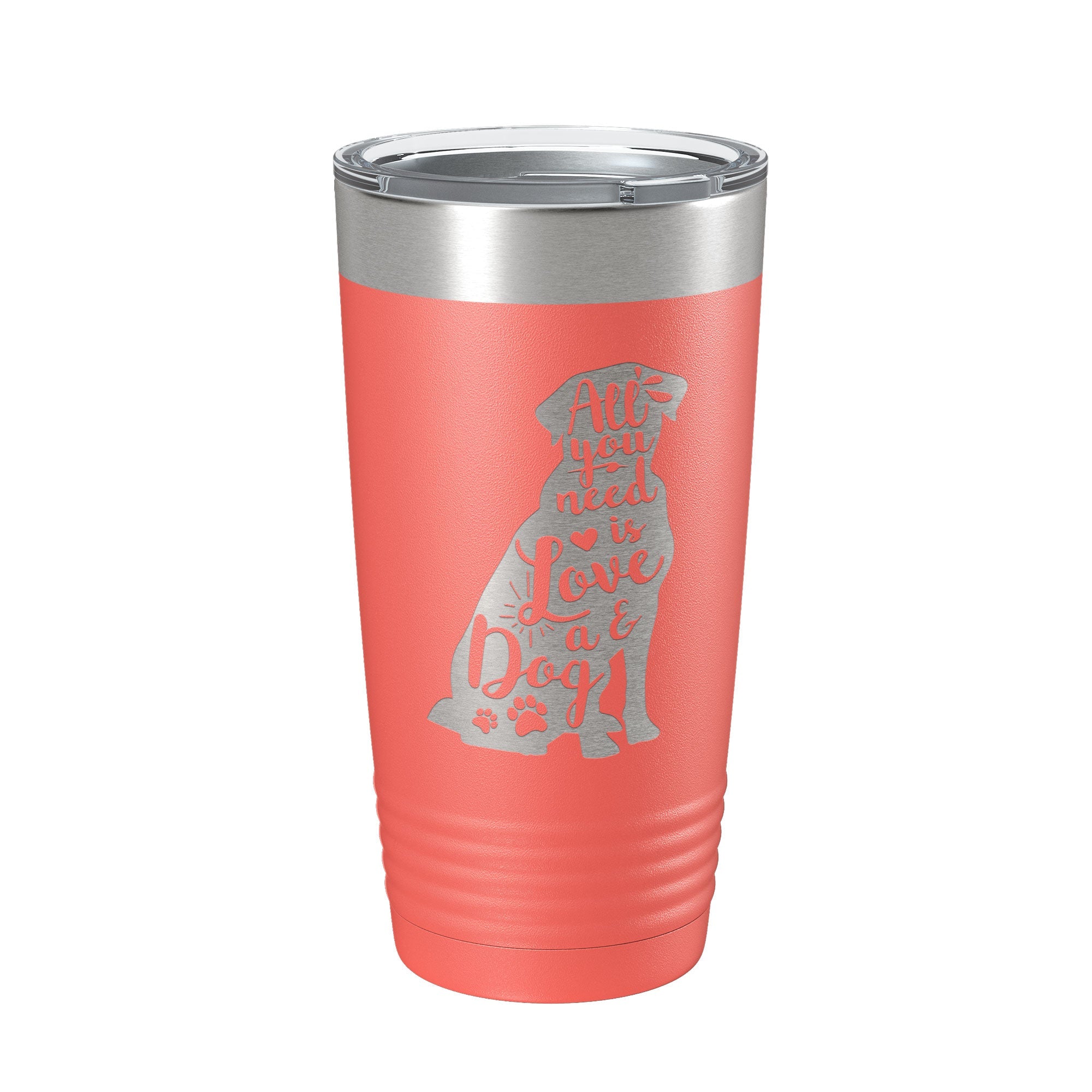 Love and a Dog Tumbler Dog Lover Travel Mug All You Need is Love Insulated Laser Engraved Coffee Cup Pet Owner Gift 20 oz
