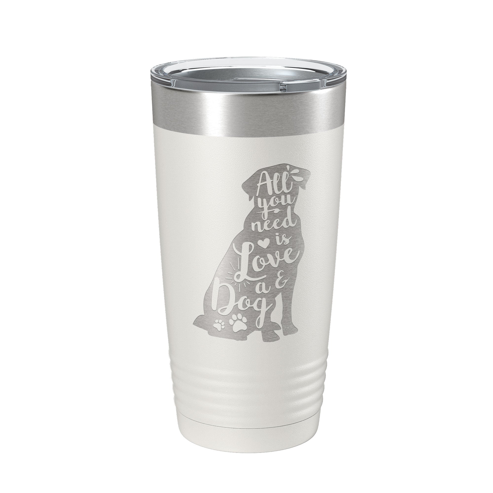 Love and a Dog Tumbler Dog Lover Travel Mug All You Need is Love Insulated Laser Engraved Coffee Cup Pet Owner Gift 20 oz